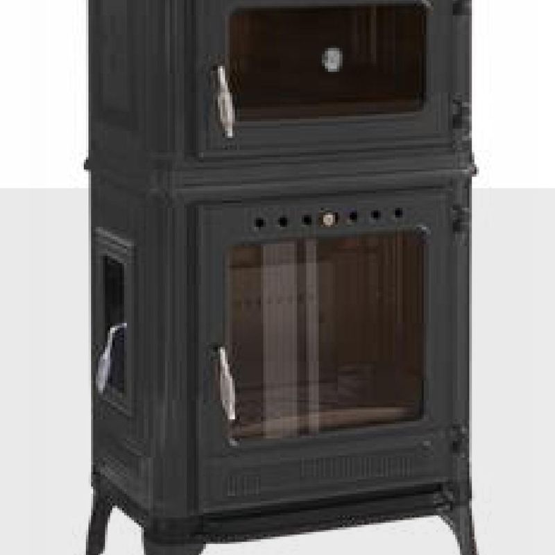 Vedkomfyr Modell 8010CK koketopp bakerovn 7kW grå emaljert