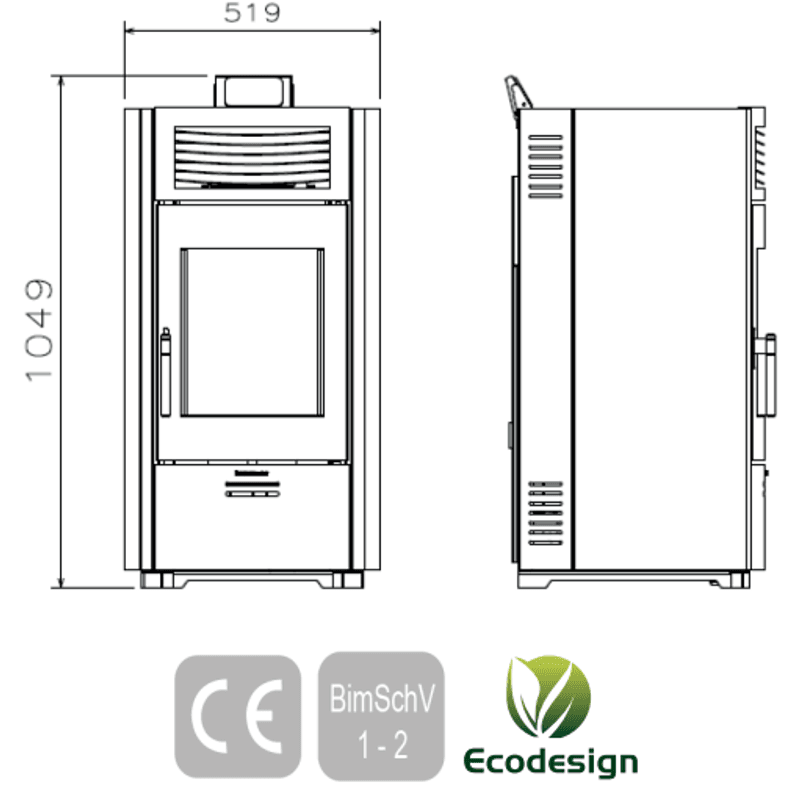 Pelletsovn VIOLET Air 6,5 kW Sort
