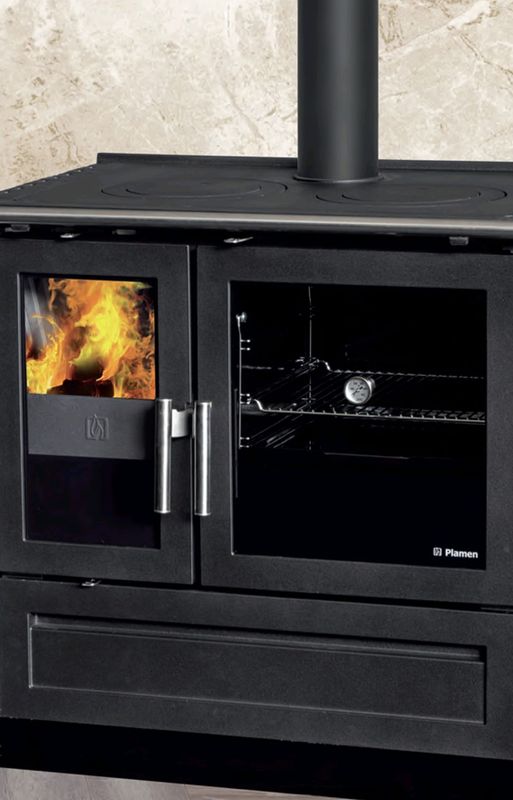 Vedkomfyr Plamen 910 Sort 9 kW støpejern