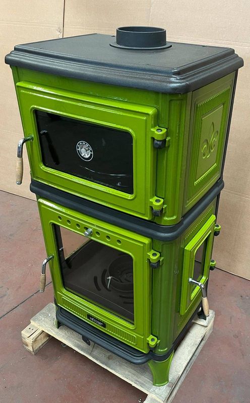 Vedkomfyr Modell 8010CK koketopp bakerovn 7kW lime green